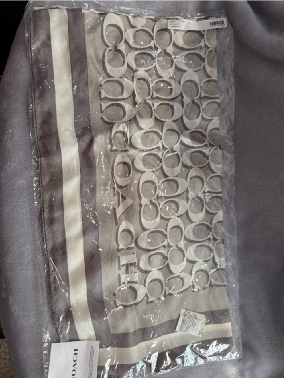 Women's Coach Signature C Square Scarf One Size Beige White
